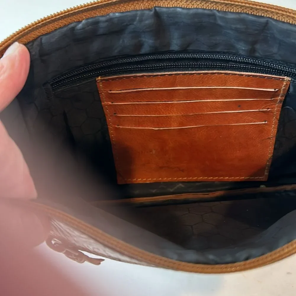 Leather clutch made in India with embossed print